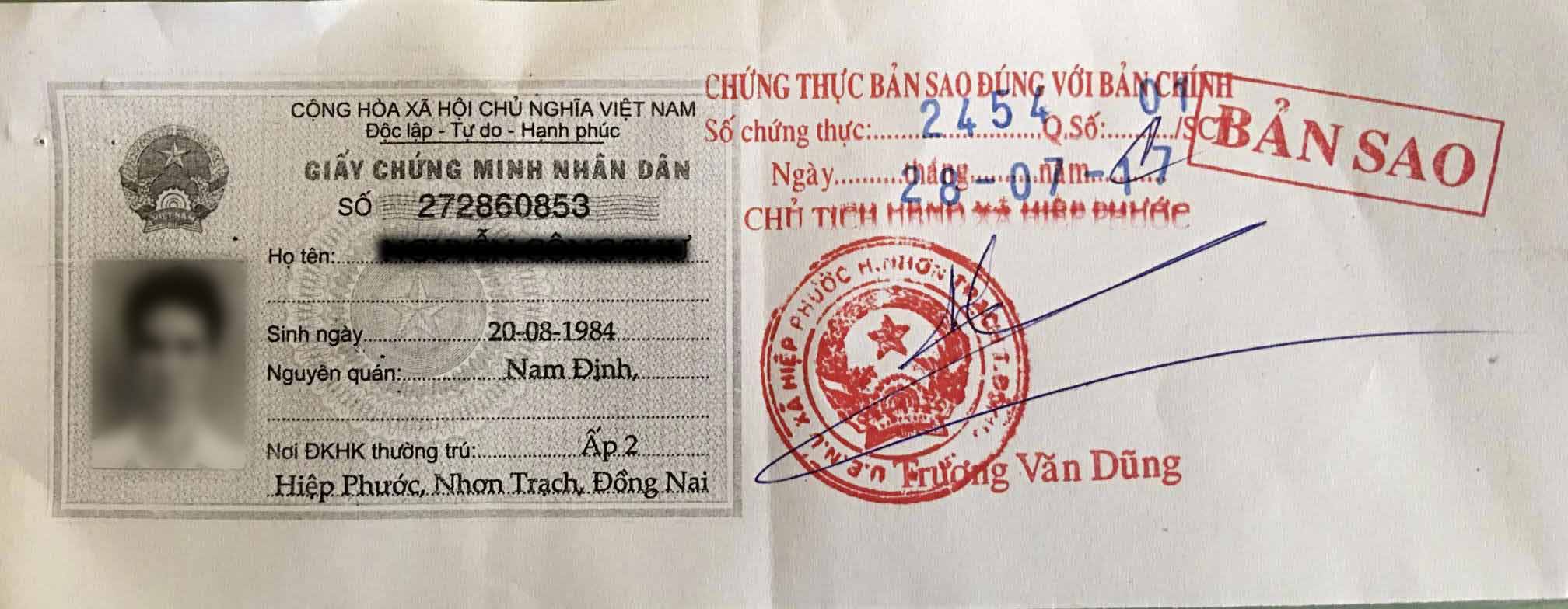 Giá trị pháp lý của bản sao chứng minh nhân dân đã được chứng thực - Luật Việt Phong | Công ty Luật uy tín